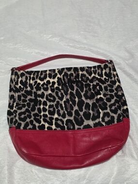 Coach Leopard Print Hobo with Red Leather Trim